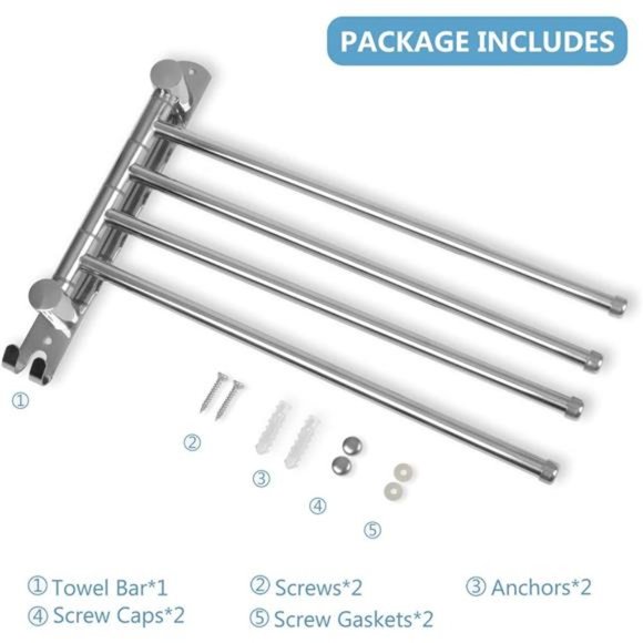 Bathroom Towel Rack  Towel Rack Wall Mounted, SUS304 Stainless Steel Towel Bar - Picture 5 of 7